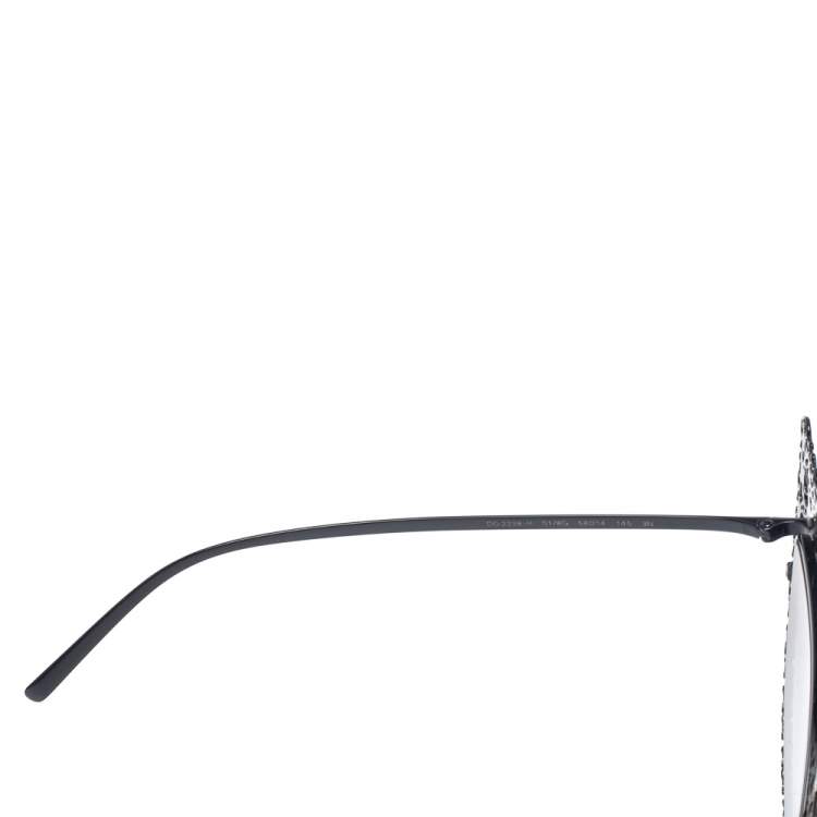 Pre Owned Dolce & Gabbana Black & Pearl Lace Filigree / Grey Gradient DG 2238-H Cat Eye Sunglasses