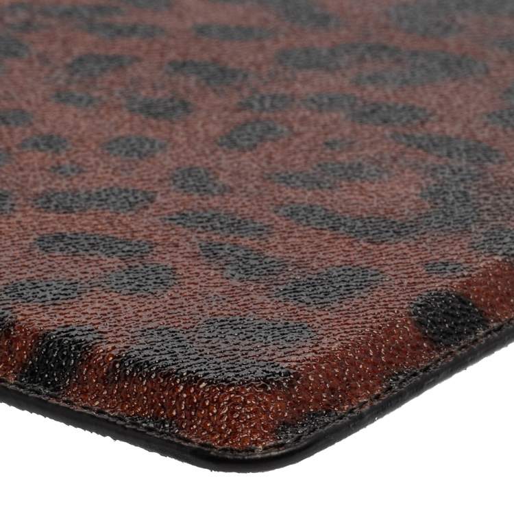 Pre Owned Dolce & Gabbana Copper/Black Leopard Print Coated Canvas P2 Tablet Case