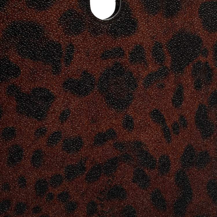 Pre Owned Dolce & Gabbana Copper/Black Leopard Print Coated Canvas P2 Tablet Case