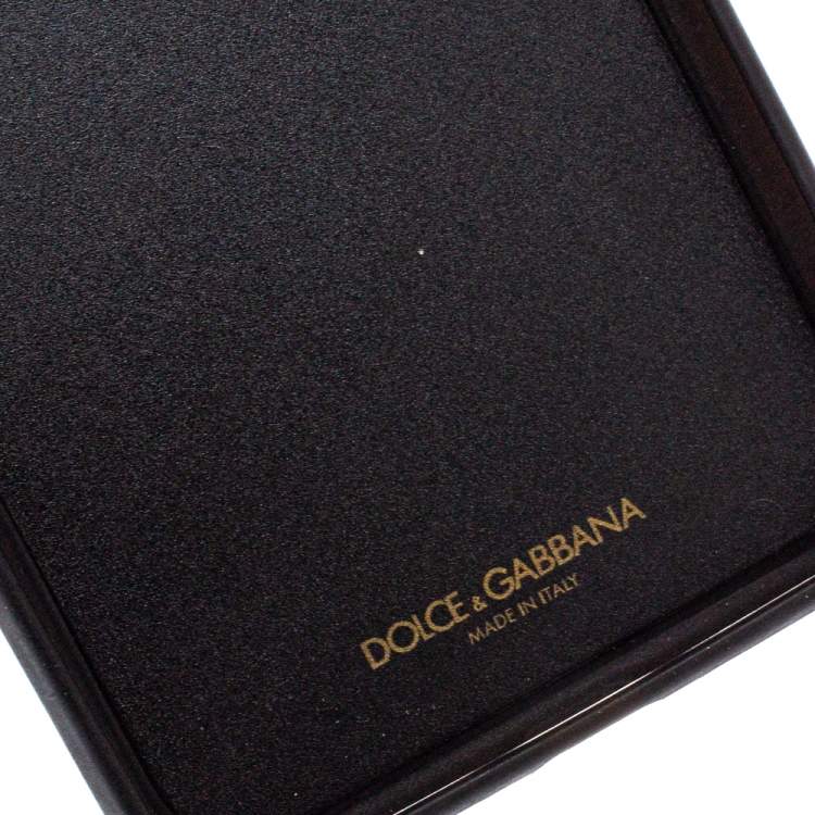 Pre Owned Dolce & Gabbana Red/Black Leather Dauphine iPhone X Case