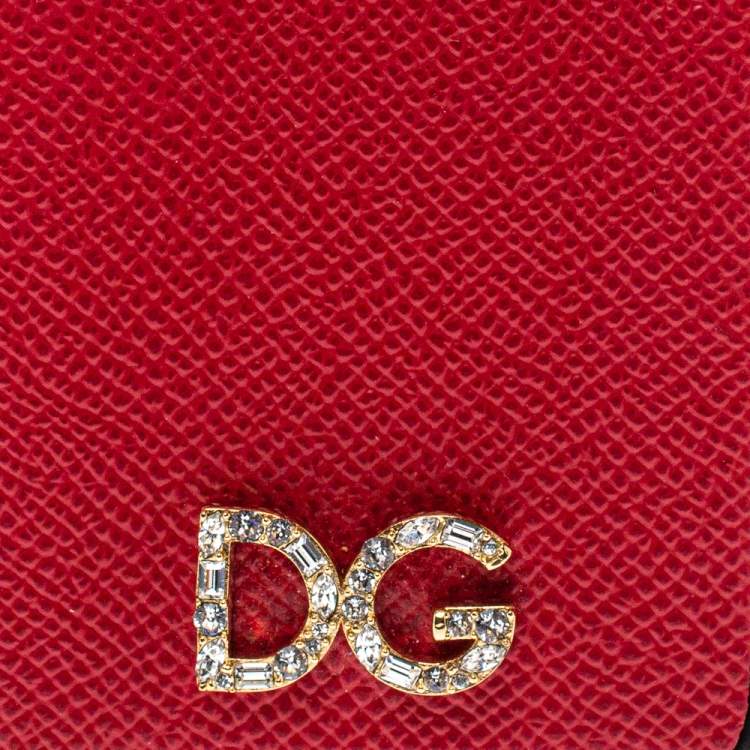 Pre Owned Dolce & Gabbana Red/Black Leather Dauphine iPhone X Case