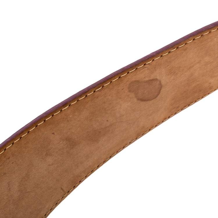 Pre Owned Dolce & Gabbana Fuchsia Leather Logo Buckle Belt 95CM