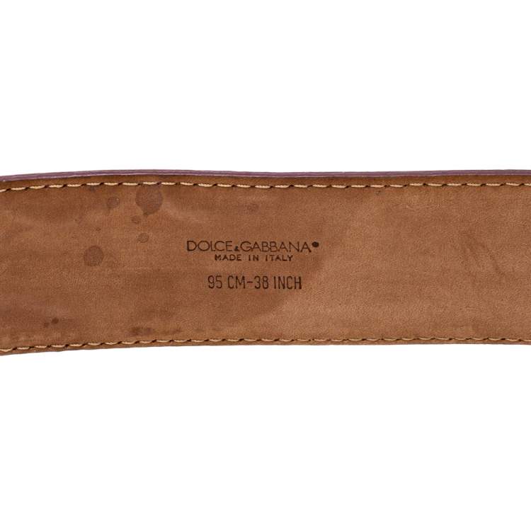 Pre Owned Dolce & Gabbana Fuchsia Leather Logo Buckle Belt 95CM