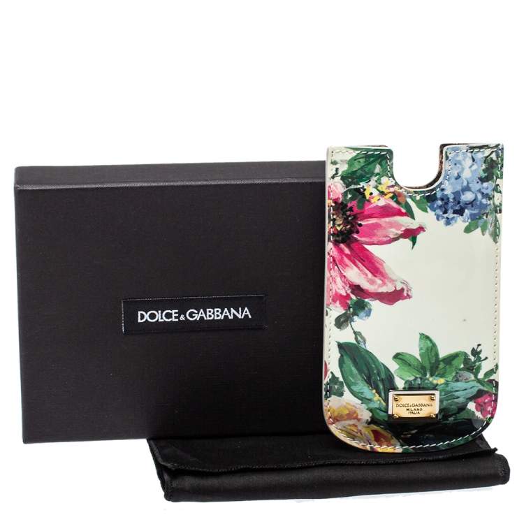 Pre Owned Dolce & Gabbana White Floral Print Patent Leather IPhone 5 Case