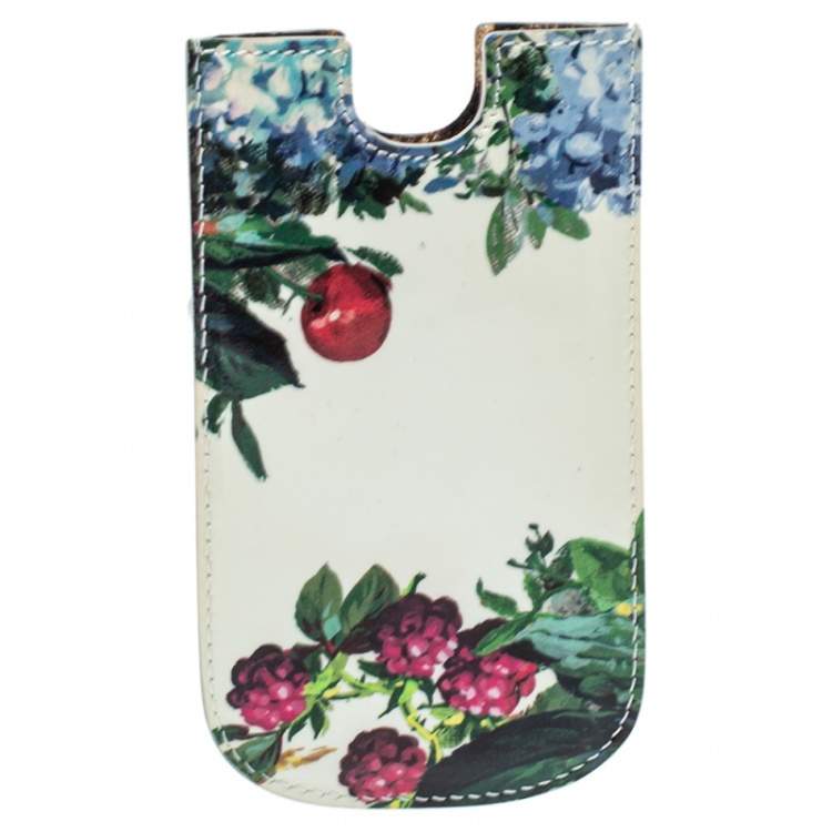 Pre Owned Dolce & Gabbana White Floral Print Patent Leather IPhone 5 Case