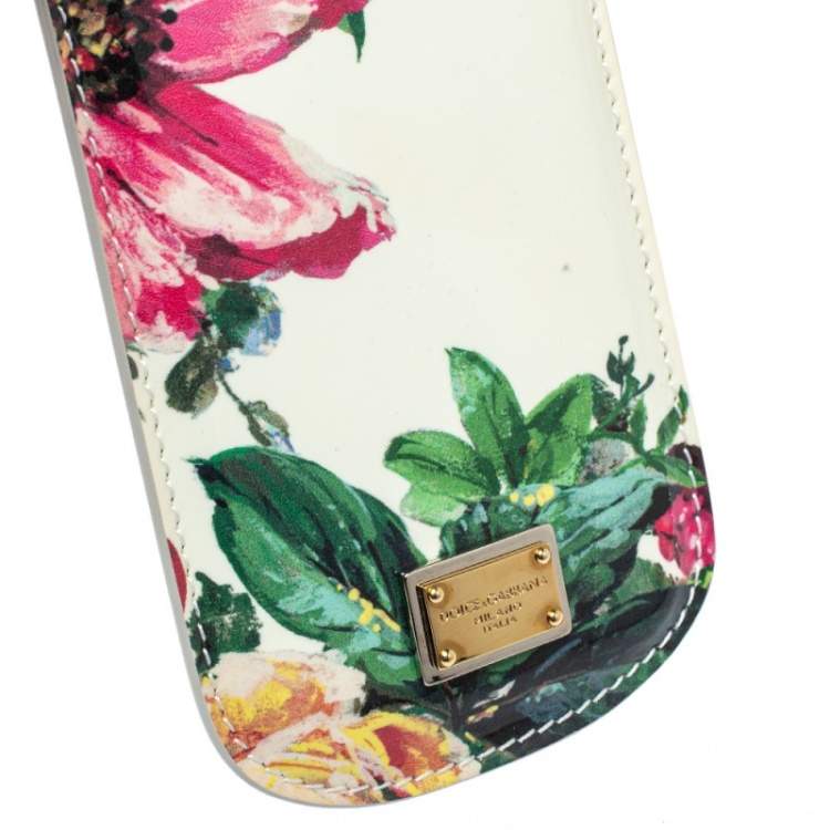 Pre Owned Dolce & Gabbana White Floral Print Patent Leather IPhone 5 Case