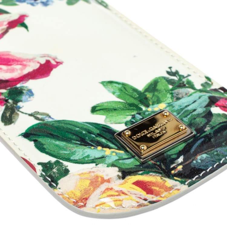 Pre Owned Dolce & Gabbana White Floral Print Patent Leather IPhone 5 Case