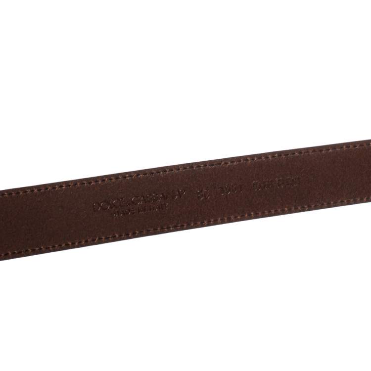 Pre Owned Dolce & Gabbana Pink/Dark Brown Leather Reversible Belt 95 CM