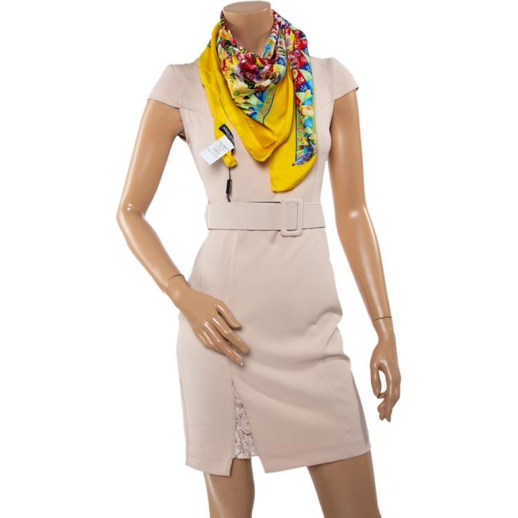 Pre Owned Dolce & Gabbana Yellow Mambo Print Silk Square Scarf