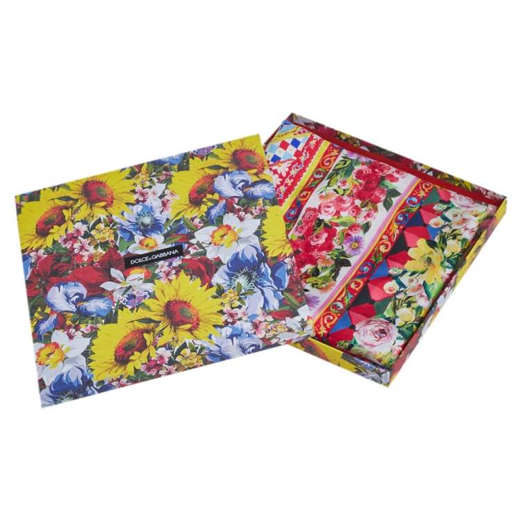 Pre Owned Dolce & Gabbana Yellow Mambo Print Silk Square Scarf