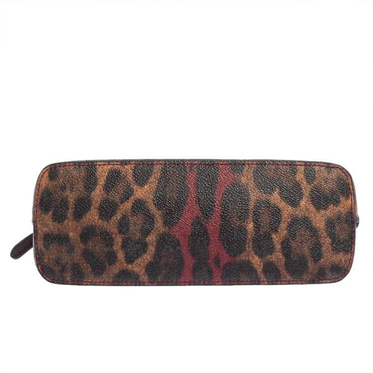 Pre Owned Dolce & Gabbana Brown Leopard Coated Canvas Cosmetic Case