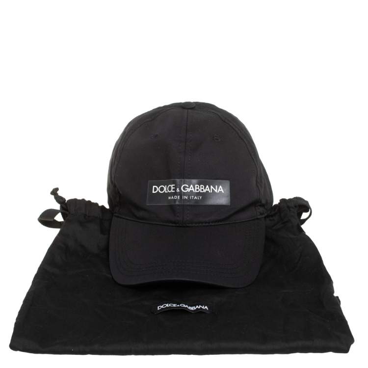 Pre Owned Dolce & Gabbana Black Canvas Logo Detail Baseball Cap L