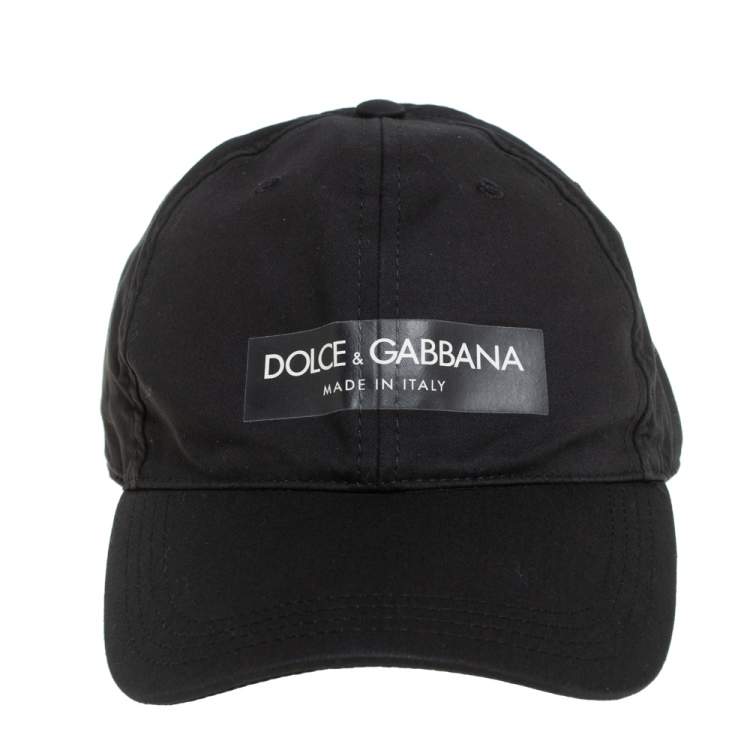 Pre Owned Dolce & Gabbana Black Canvas Logo Detail Baseball Cap L