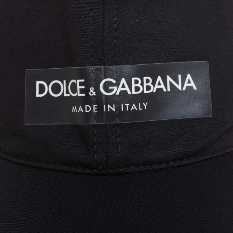 Pre Owned Dolce & Gabbana Black Canvas Logo Detail Baseball Cap L
