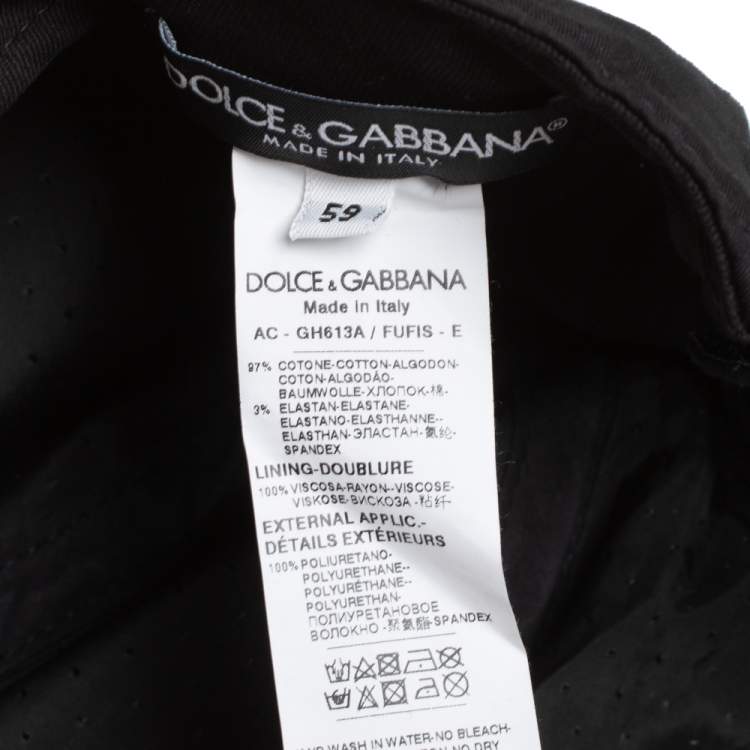 Pre Owned Dolce & Gabbana Black Canvas Logo Detail Baseball Cap L
