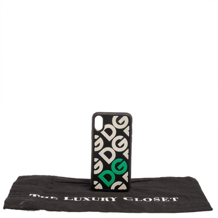 Pre Owned Dolce & Gabbana Black/White Rubber DG Logo iPhone X Case
