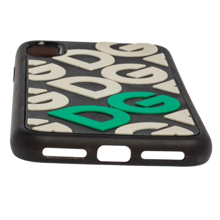 Pre Owned Dolce & Gabbana Black/White Rubber DG Logo iPhone X Case