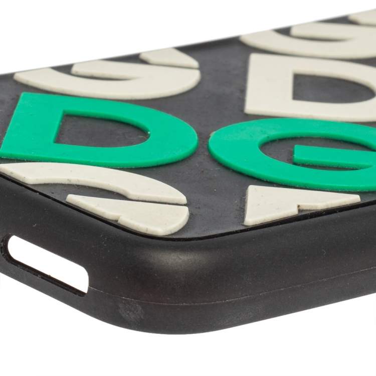 Pre Owned Dolce & Gabbana Black/White Rubber DG Logo iPhone X Case