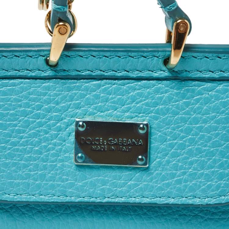 Pre Owned Dolce & Gabbana Turquoise Leather Miss Sicily Key Chain/Bag Charm