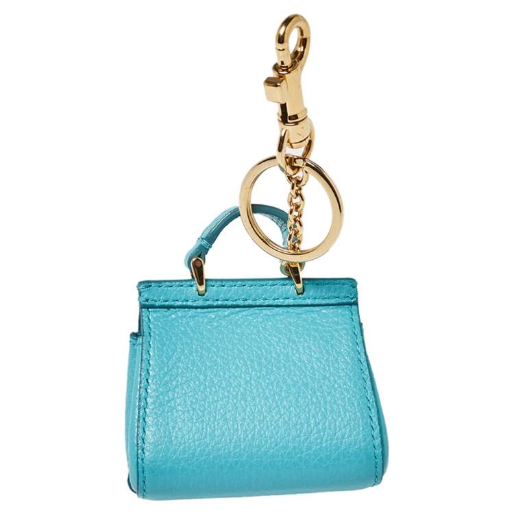 Pre Owned Dolce & Gabbana Turquoise Leather Miss Sicily Key Chain/Bag Charm