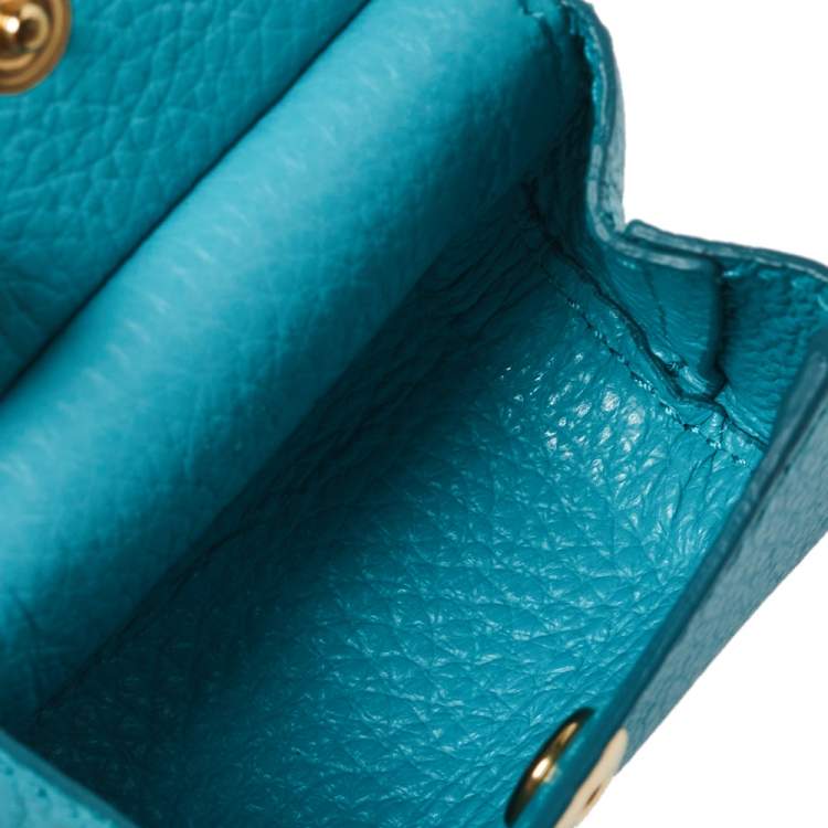 Pre Owned Dolce & Gabbana Turquoise Leather Miss Sicily Key Chain/Bag Charm