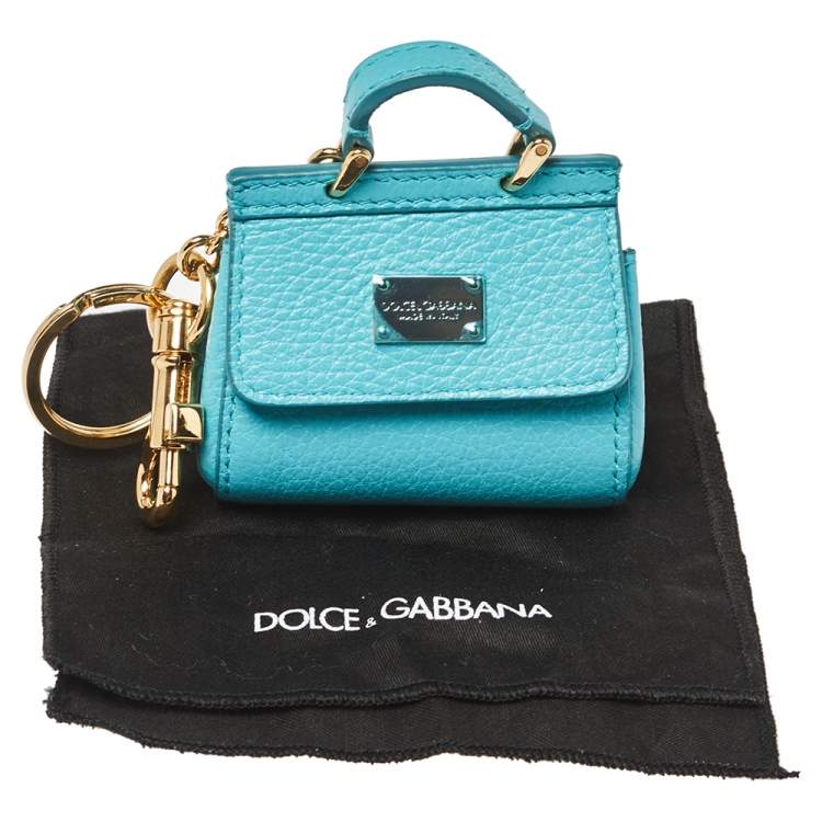 Pre Owned Dolce & Gabbana Turquoise Leather Miss Sicily Key Chain/Bag Charm