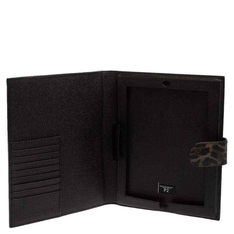 Pre Owned Dolce & Gabbana Multicolor Leopard Print Leather Tablet 2 Case