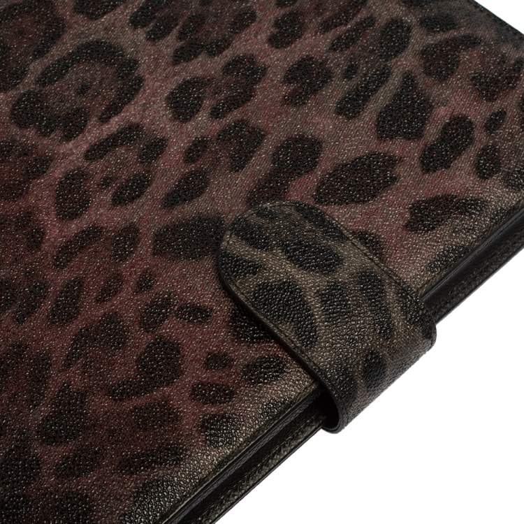 Pre Owned Dolce & Gabbana Multicolor Leopard Print Leather Tablet 2 Case