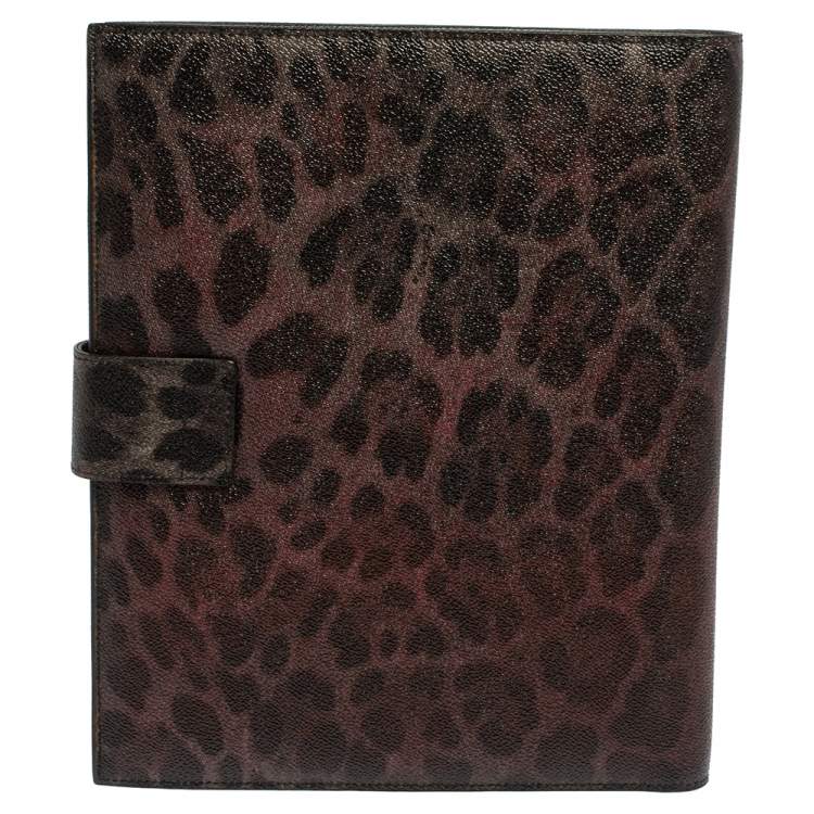 Pre Owned Dolce & Gabbana Multicolor Leopard Print Leather Tablet 2 Case