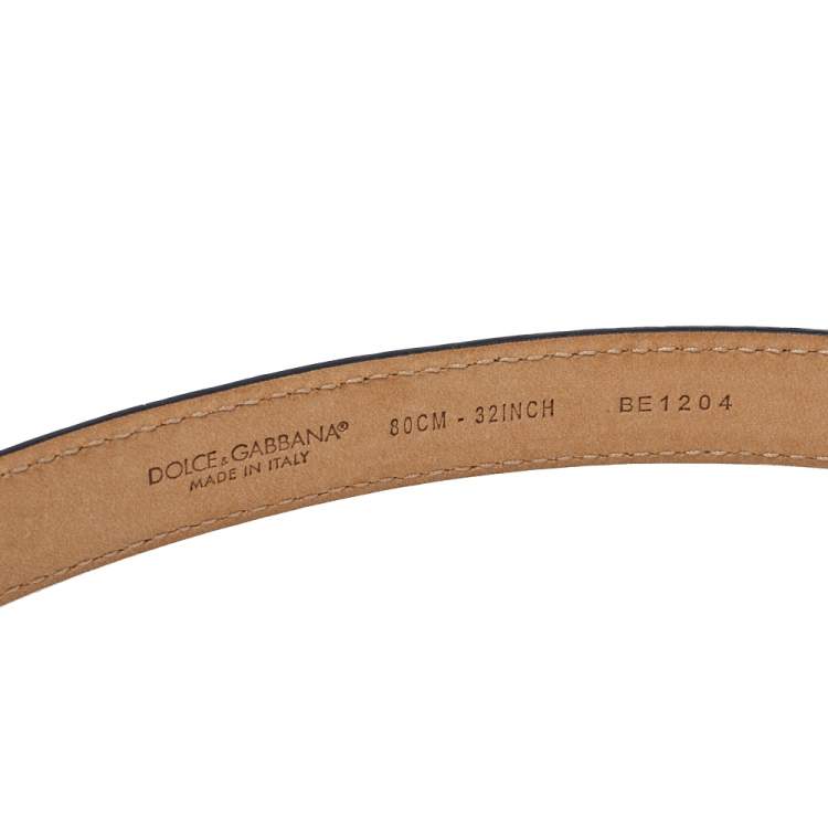 Pre Owned Dolce & Gabbana Blue Leather Slim Buckle Belt 80CM