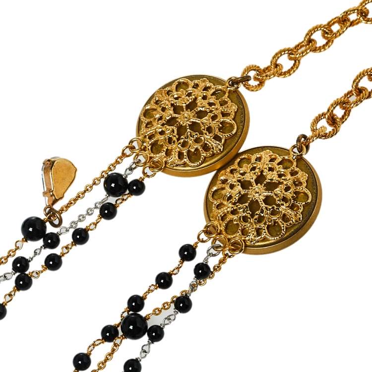Pre Owned Dolce & Gabbana Beaded Multi Layered Rosary Necklace