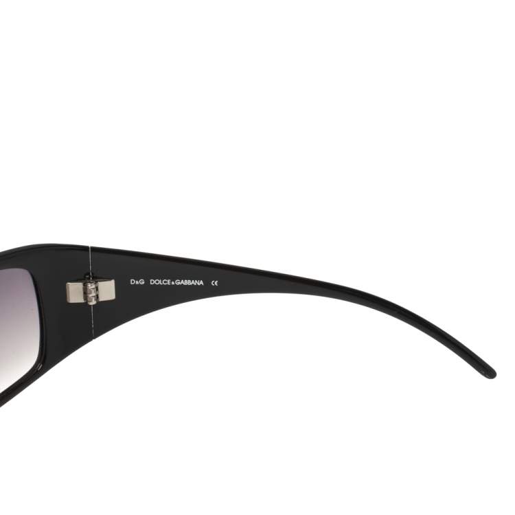 Pre Owned Dolce & Gabbana Black Studded Logo/ Grey Gradient Rectangle Sunglasses