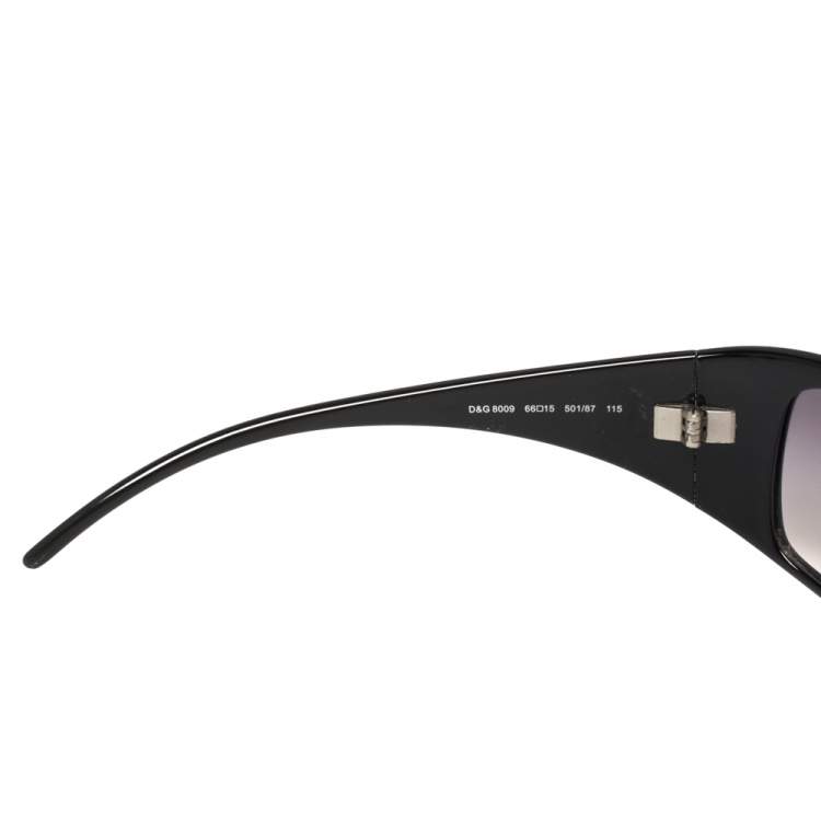 Pre Owned Dolce & Gabbana Black Studded Logo/ Grey Gradient Rectangle Sunglasses