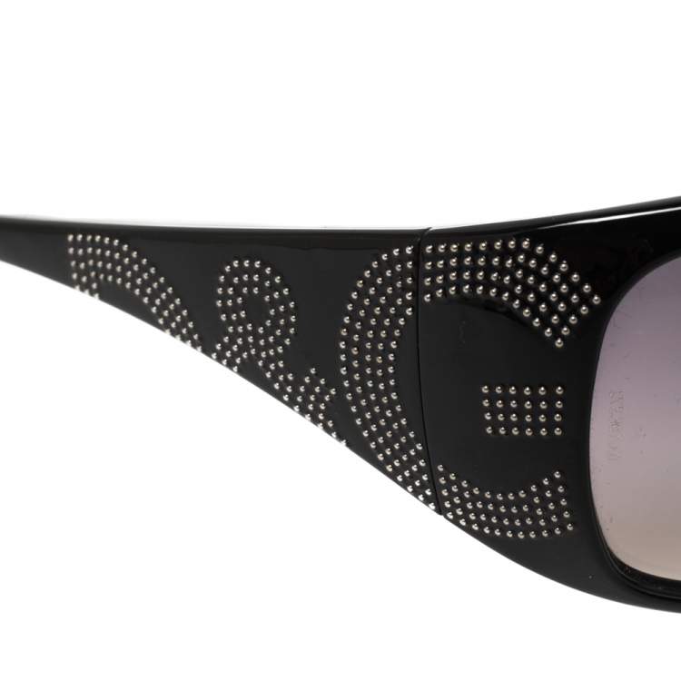 Pre Owned Dolce & Gabbana Black Studded Logo/ Grey Gradient Rectangle Sunglasses