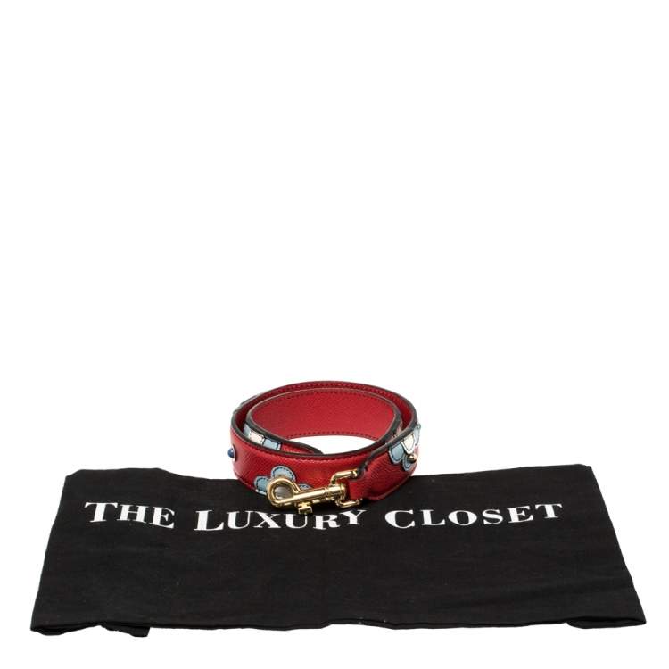 Pre Owned Dolce & Gabbana Multicolor Floral Leather Studded Bag Strap