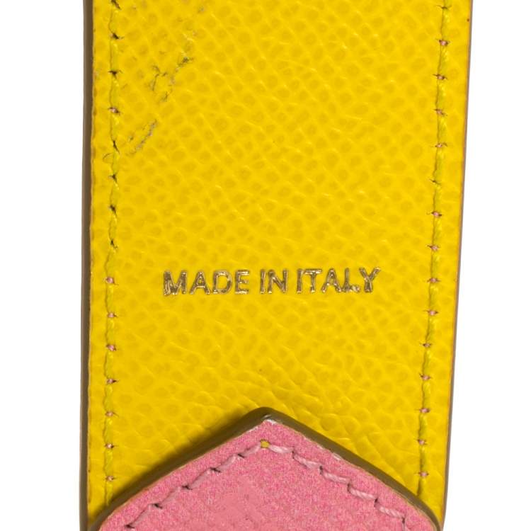 Pre Owned Dolce & Gabbana Pink/Yellow Pineapple Print Leather Bag Strap