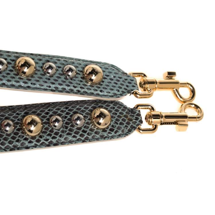 Pre Owned Dolce & Gabbana Green Snakeskin Studded Shoulder Bag Strap