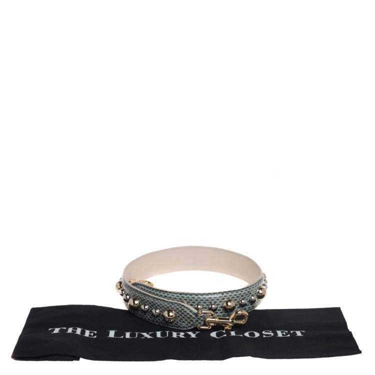 Pre Owned Dolce & Gabbana Green Snakeskin Studded Shoulder Bag Strap