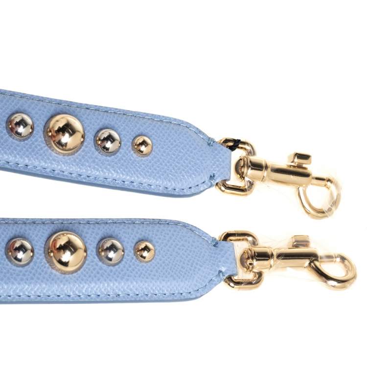 Pre Owned Dolce & Gabbana Blue Leather Studded Shoulder Bag Strap