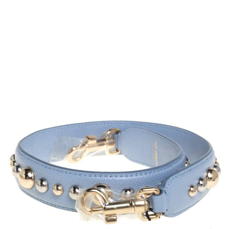 Pre Owned Dolce & Gabbana Blue Leather Studded Shoulder Bag Strap