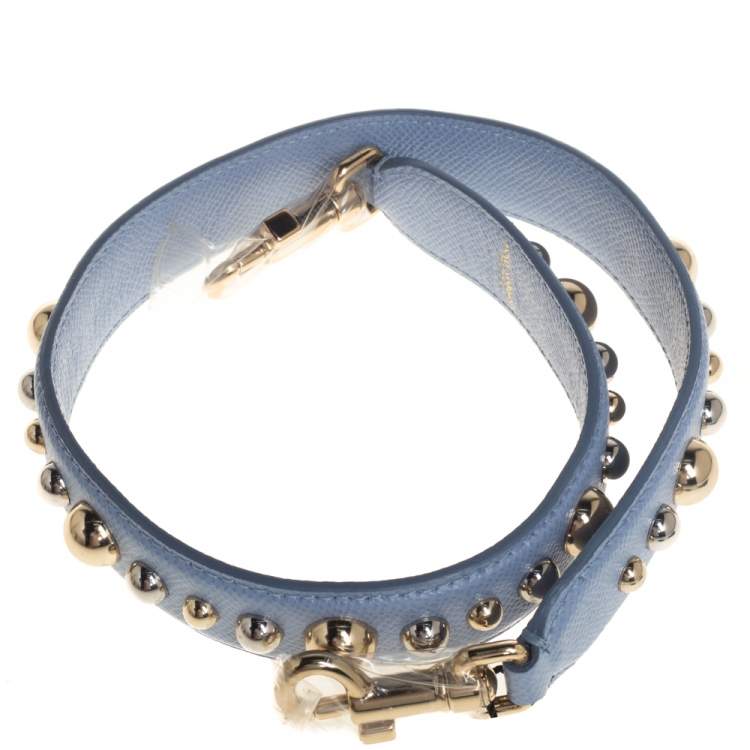 Pre Owned Dolce & Gabbana Blue Leather Studded Shoulder Bag Strap