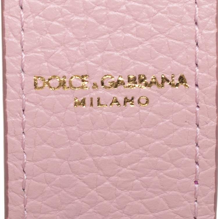 Pre Owned Dolce & Gabbana Fuchsia Leather Embellished Shoulder Bag Strap