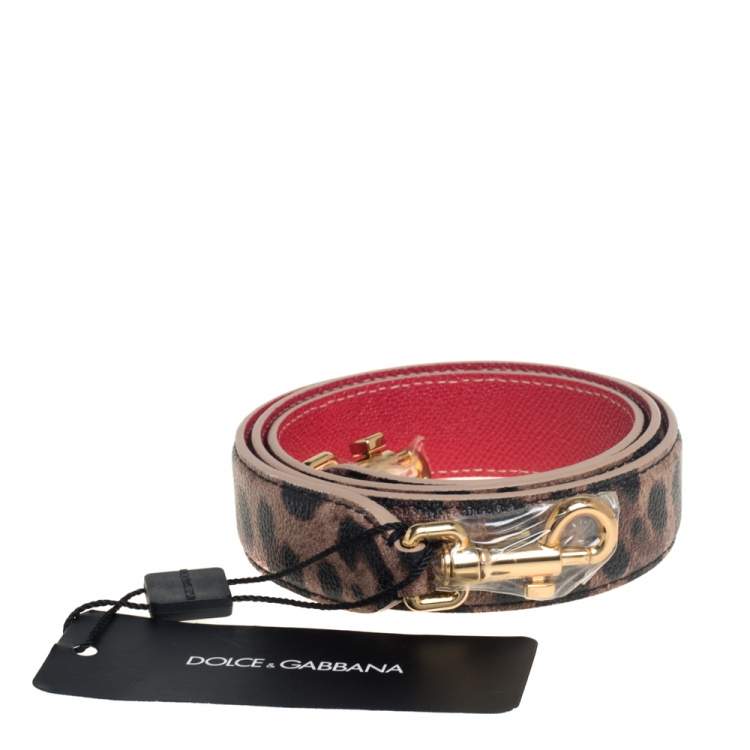 Pre Owned Dolce & Gabbana Brown/Black Leopard Print Coated Canvas Shoulder Bag Strap