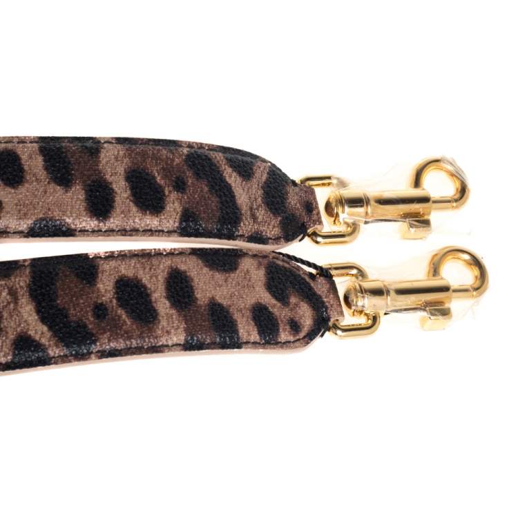 Pre Owned Dolce & Gabbana Brown/Black Leopard Print Coated Canvas Shoulder Bag Strap