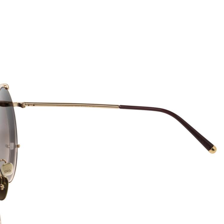 Pre Owned Dolce & Gabbana Brown Leopard Print DG2198 Gradient Round Sunglasses