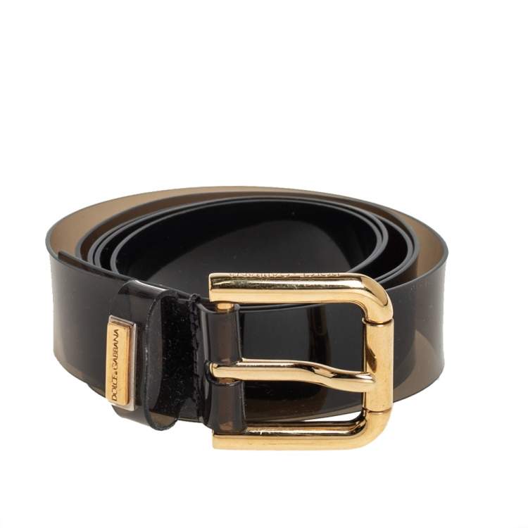 Pre Owned Dolce & Gabbana Black Transparent Vinyl Waist Belt 65CM