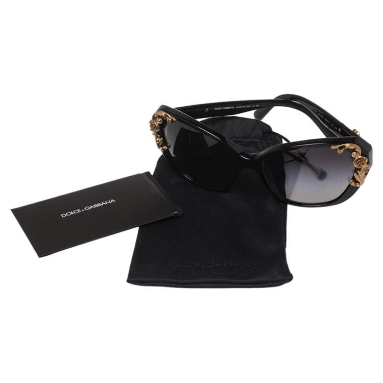 Pre Owned Dolce & Gabbana Black Acetate Sicilian Baroque Gradient Sunglasses