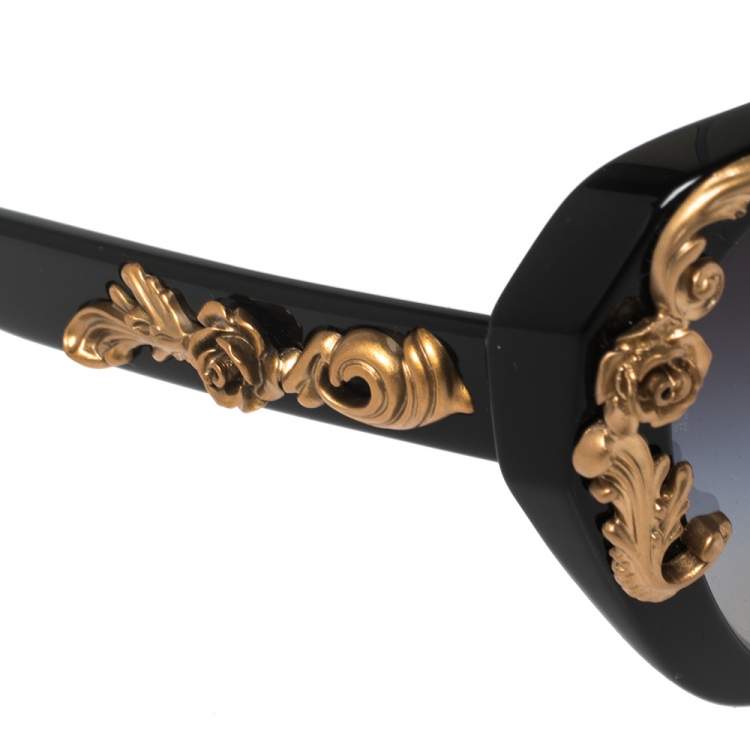 Pre Owned Dolce & Gabbana Black Acetate Sicilian Baroque Gradient Sunglasses