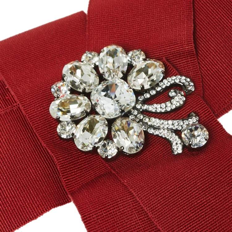 Pre Owned Dolce & Gabbana Red Grosgrain Embellished Bow Waist Belt Size 38