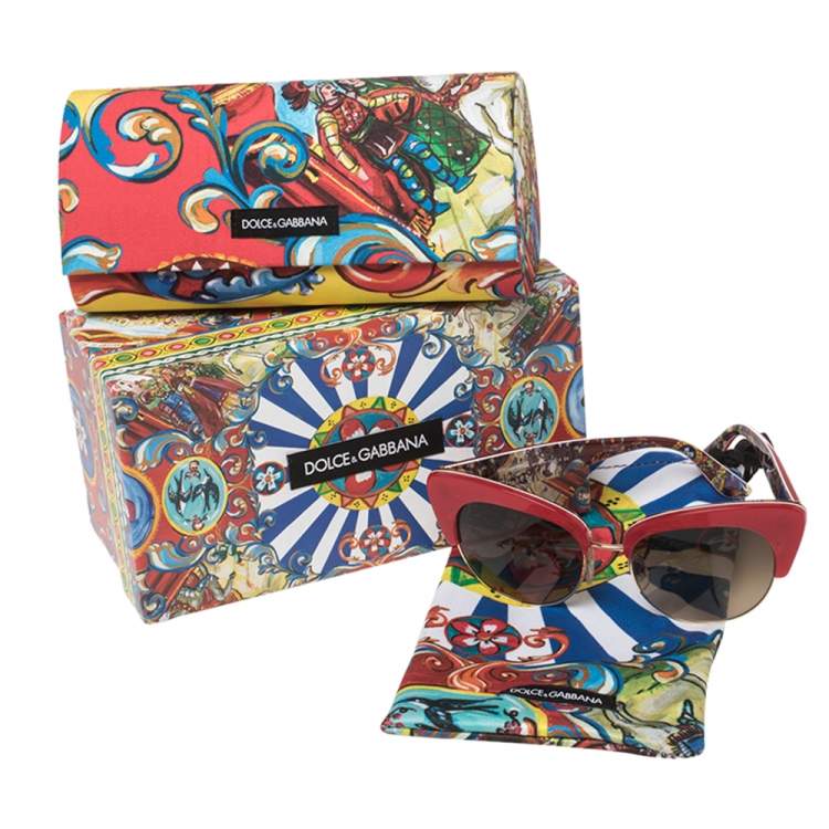 Pre Owned Dolce & Gabbana Red DG4277 Gradient Sicilian Cat Eye Sunglasses